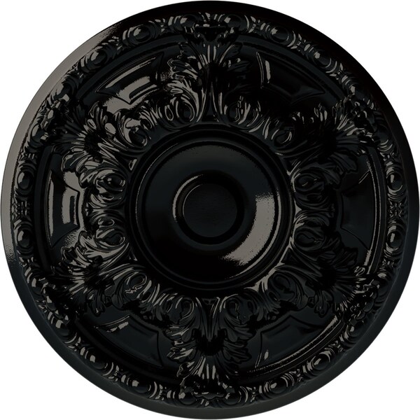 Ekena Millwork Granada Ceiling Medallion (Fits Canopies up to 7 1/8"), Hand-Painted Black Pearl, 19"OD x 1 1/2"P CM19GABPS - main